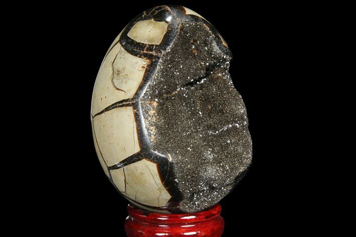 Septarian Dragon Egg Geode - Black Crystals #88504